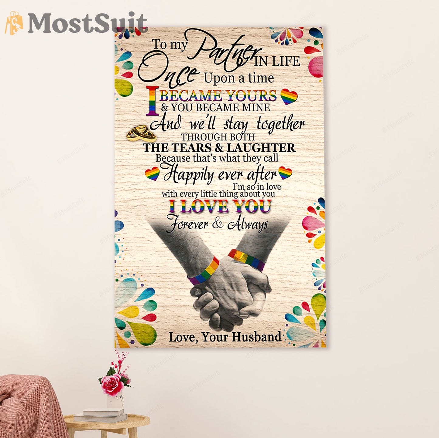 LGBT Gay Pride Month Poster Room Wall Art | From Husband To Wife