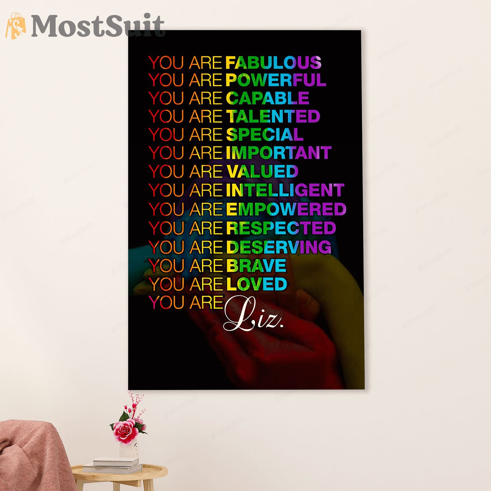 LGBT Gay Pride Month Poster Room Wall Art | Customized Name Personalized Name