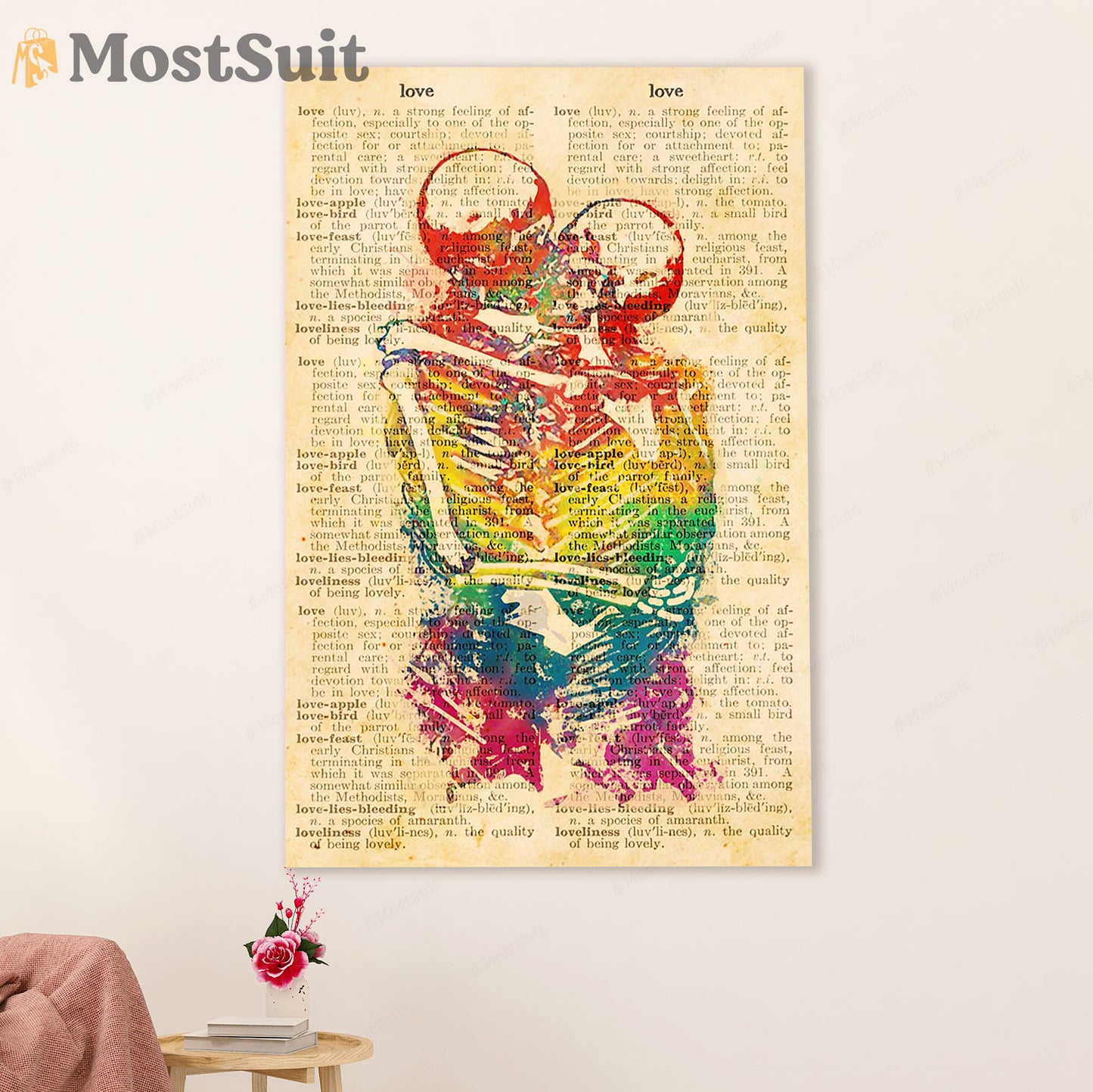 LGBT Gay Pride Month Poster Room Wall Art | Skeleton Couple Vintage