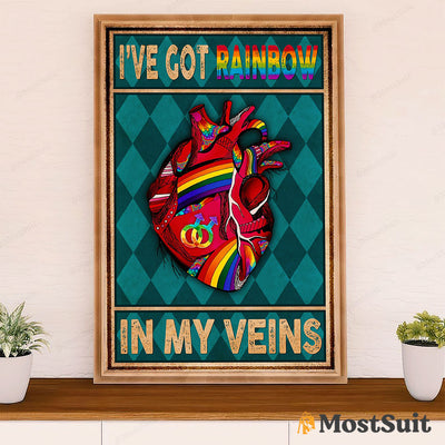 LGBT Gay Pride Month Poster Room Wall Art | Heart Rainbow LGBT