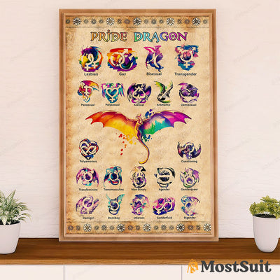 LGBT Gay Pride Month Poster Room Wall Art | Gay Pride Dragon