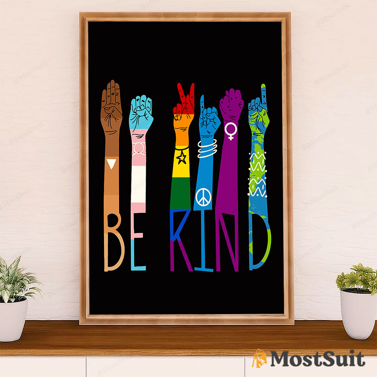 LGBT Gay Pride Month Poster Room Wall Art | Be Kind