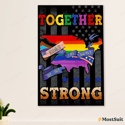 LGBT Gay Pride Month Poster Room Wall Art | American Gay Together We Are Strong