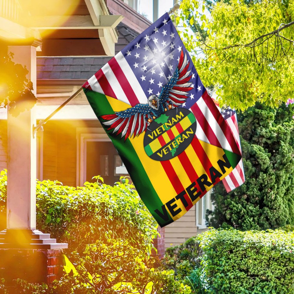 Vietnam Veteran Jesus Cross American US Flag