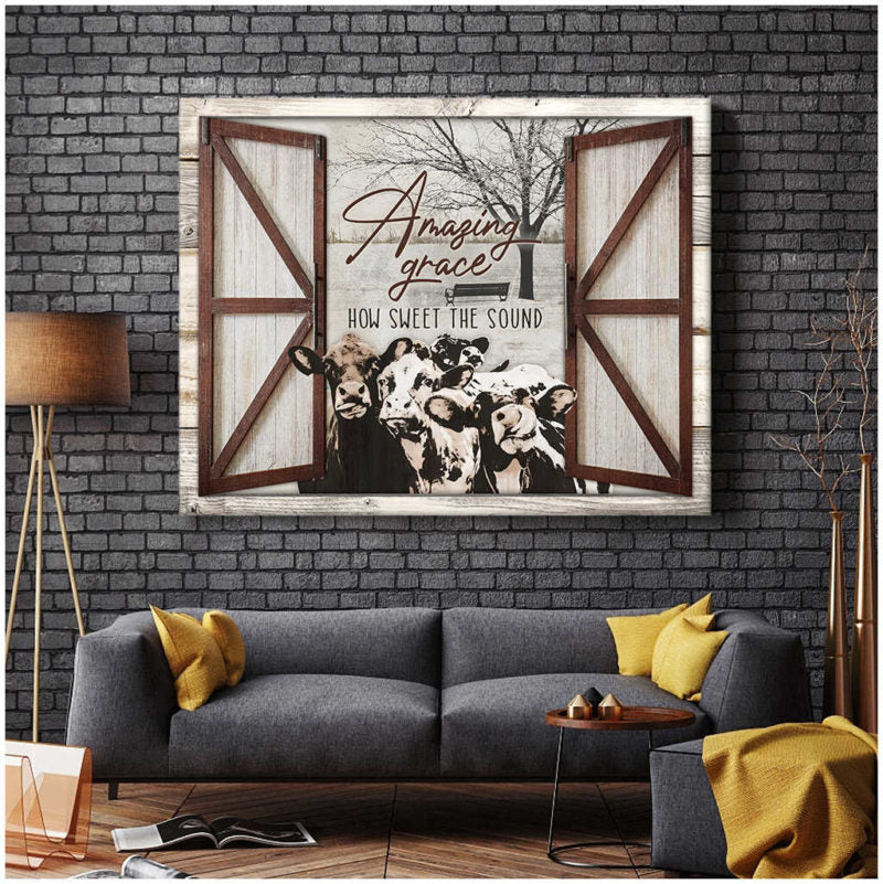 Mostsuit Amazing Grace Farm Cows Canvas Poster Wall Art Decor