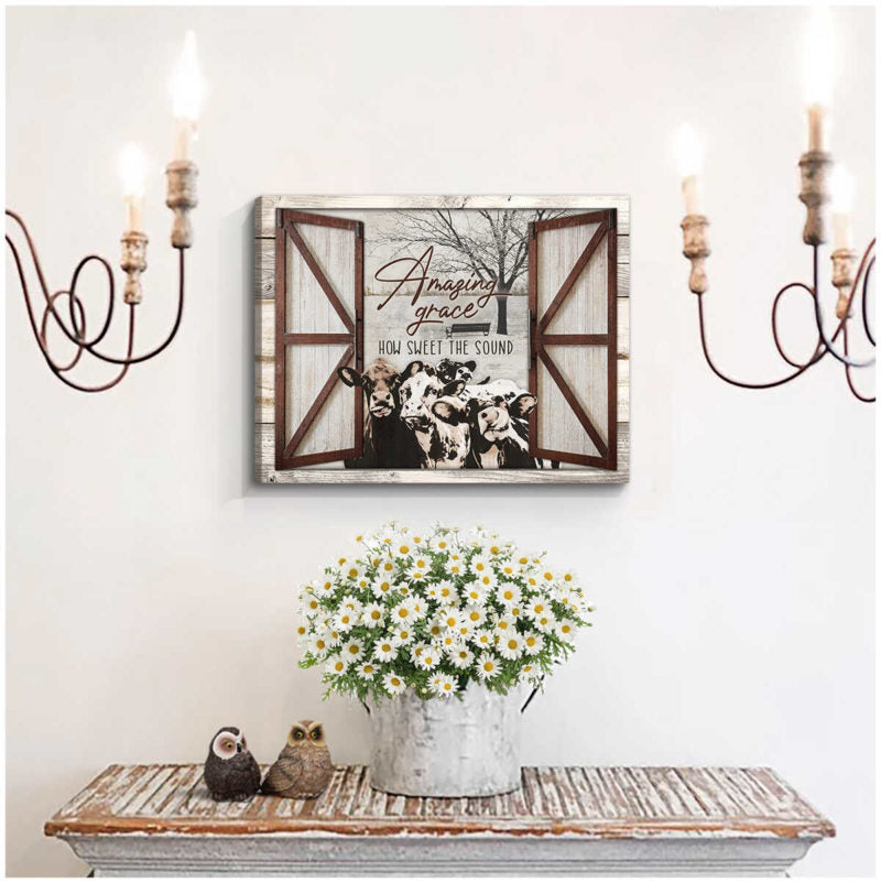 Mostsuit Amazing Grace Farm Cows Canvas Poster Wall Art Decor