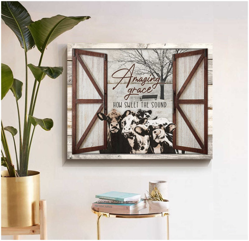 Mostsuit Amazing Grace Farm Cows Canvas Poster Wall Art Decor