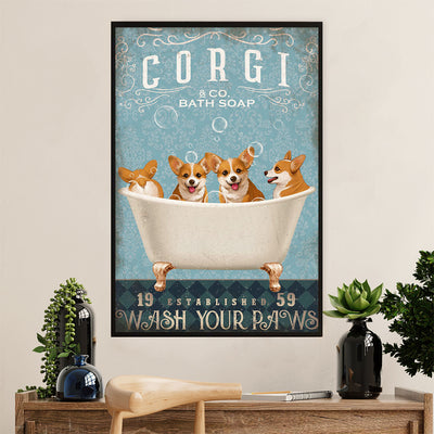 Cute Pembroke Welsh Corgi Poster Print | Dog Bath Soap | Wall Art Gift for Corgi Lover