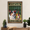 Cute Pembroke Welsh Corgi Canvas Prints | Woman Loves Wine & Dog | Wall Art Gift for Corgi Lover