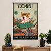 Cute Pembroke Welsh Corgi Poster Print | Corgi Garden | Wall Art Gift for Corgi Lover