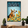 Cute Pembroke Welsh Corgi Poster Print | Cardigan My Sunshine | Wall Art Gift for Corgi Lover