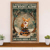 Cute Pembroke Welsh Corgi Canvas Prints | Woman Loves Book & Dog | Wall Art Gift for Corgi Lover