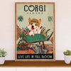 Cute Pembroke Welsh Corgi Canvas Prints | Corgi Garden | Wall Art Gift for Corgi Lover