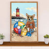 Cute Pembroke Welsh Corgi Poster Print | Play in the Beach | Wall Art Gift for Corgi Lover