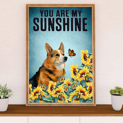 Cute Pembroke Welsh Corgi Poster Print | Cardigan My Sunshine | Wall Art Gift for Corgi Lover