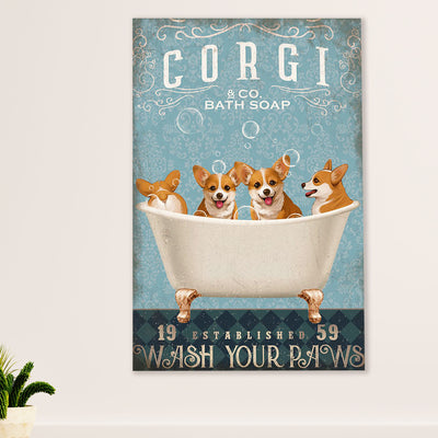 Cute Pembroke Welsh Corgi Poster Print | Dog Bath Soap | Wall Art Gift for Corgi Lover