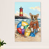 Cute Pembroke Welsh Corgi Poster Print | Play in the Beach | Wall Art Gift for Corgi Lover