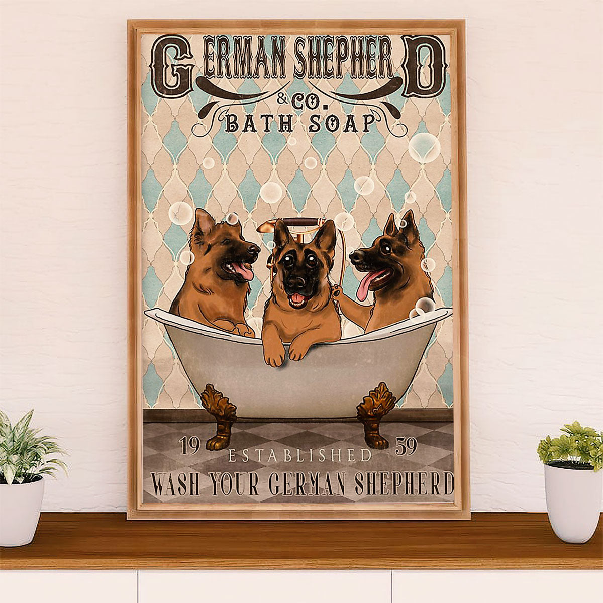 German Shepherd Poster Print | Dog Bath Soap | Wall Art Gift for Shepherd Mom Dad
