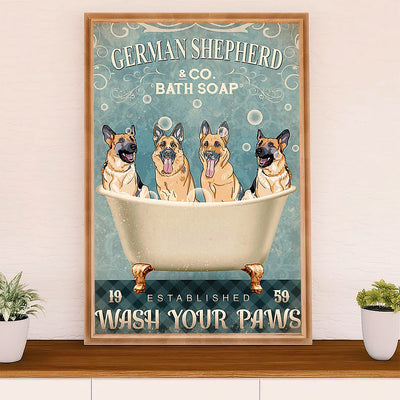 German Shepherd Poster Print | Dog Wash Your Hand | Wall Art Gift for Shepherd Mom Dad