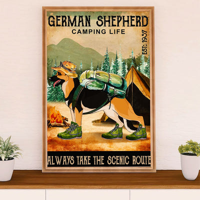 German Shepherd Canvas Prints | Shepherd Caming Life | Wall Art Gift for Shepherd Dog Lover