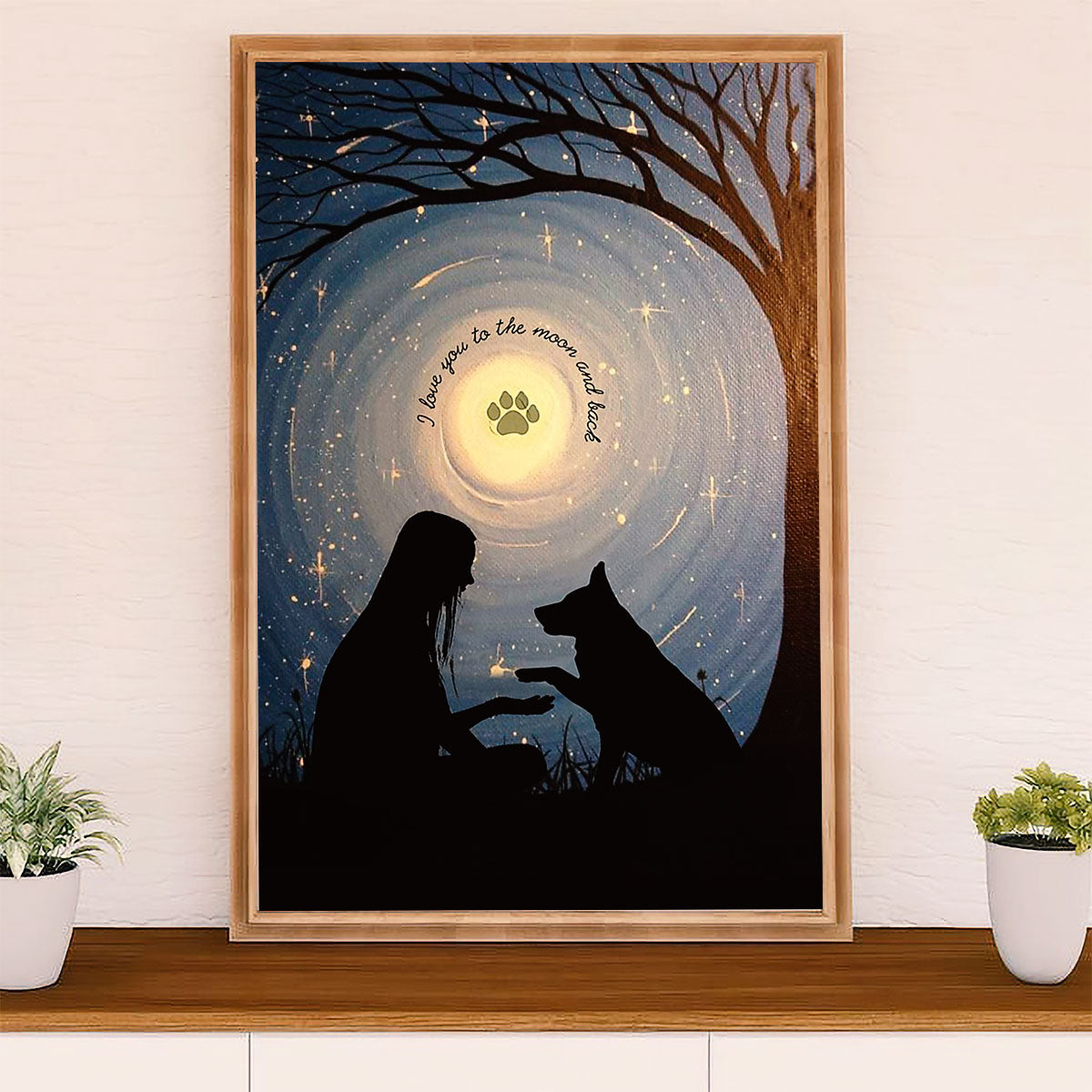 German Shepherd Poster Print | Love You To The Moon | Wall Art Gift for Shepherd Mom Dad
