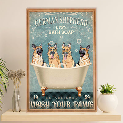 German Shepherd Poster Print | Dog Wash Your Hand | Wall Art Gift for Shepherd Mom Dad