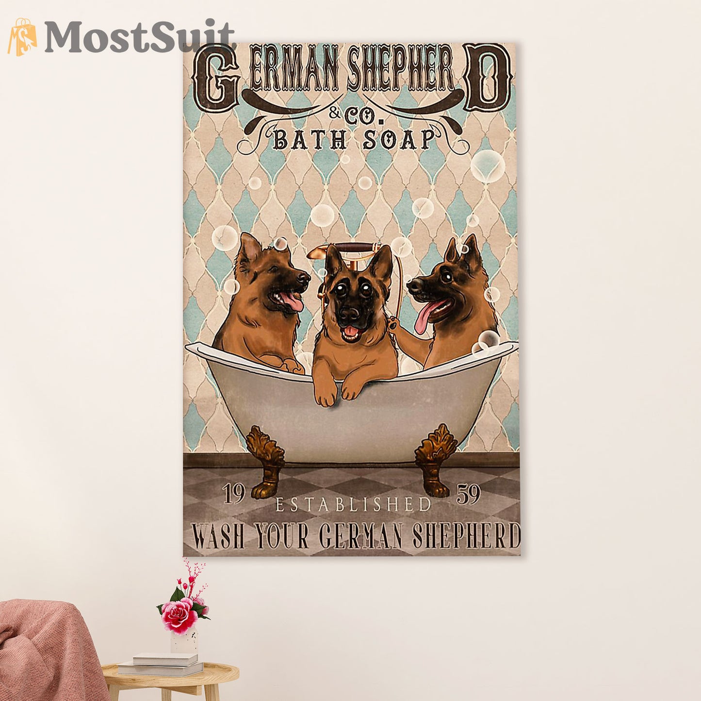 German Shepherd Poster Print | Dog Bath Soap | Wall Art Gift for Shepherd Mom Dad
