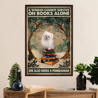 Pomeranian Poster Print | Loves Pomeranian & Book | Wall Art Gift for Pomeranian Lover, Mom Dad