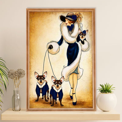 Chihuahua Poster Print | Lady & Dogs | Wall Art Gift for Chihuahua Lover, Mom Dad