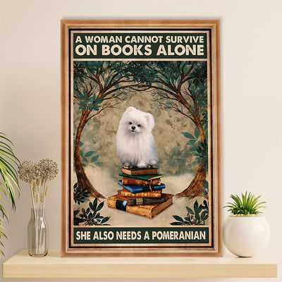Pomeranian Poster Print | Loves Pomeranian & Book | Wall Art Gift for Pomeranian Lover, Mom Dad