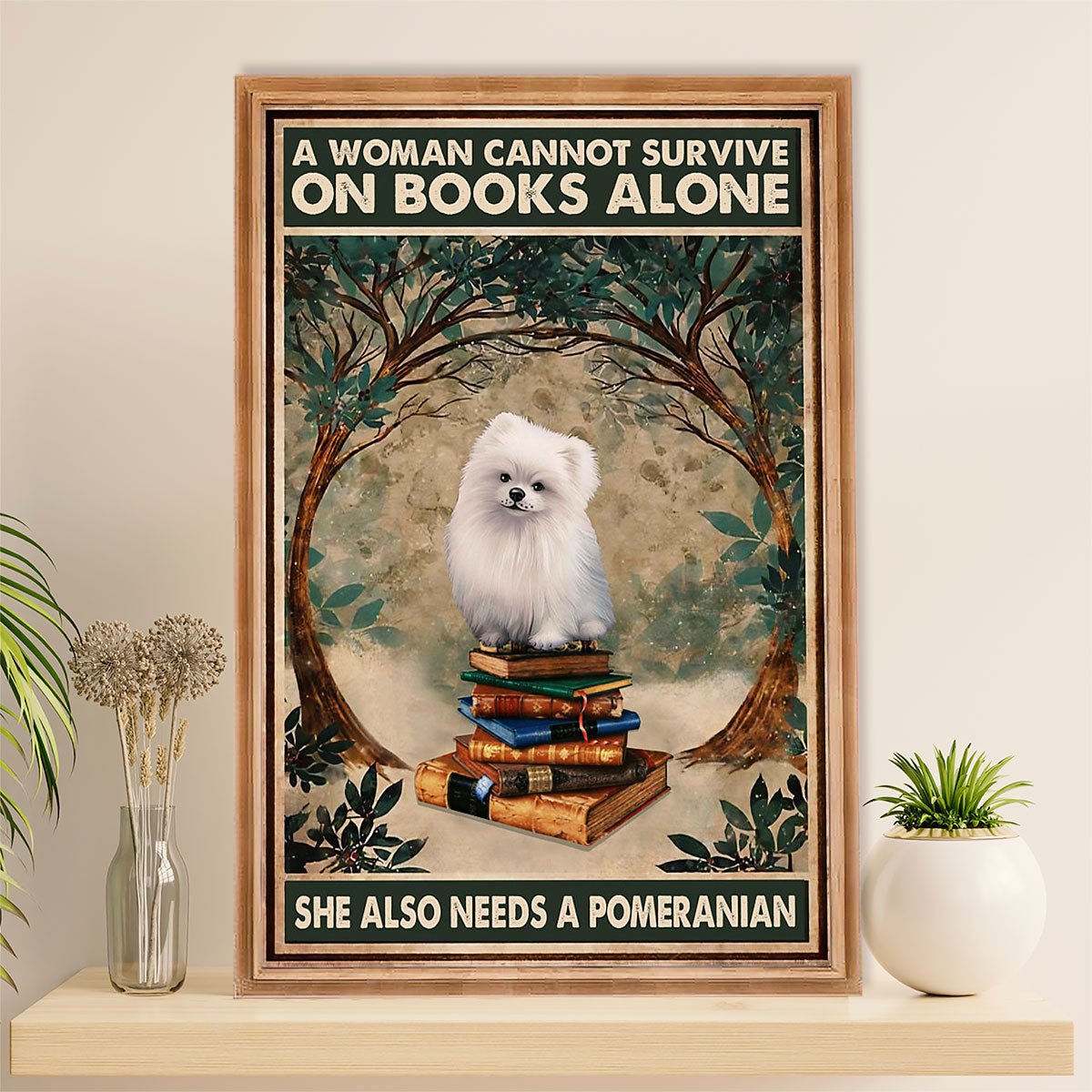 Pomeranian Canvas Wall Art Prints | Loves Pomeranian & Book | Gift for Pomeranian Dog Lover