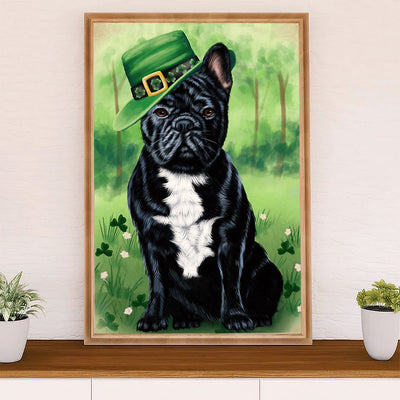 French Bulldog Poster Print | St.Patrick's Day | Wall Art Gift for French Bulldog Lover, Mom Dad