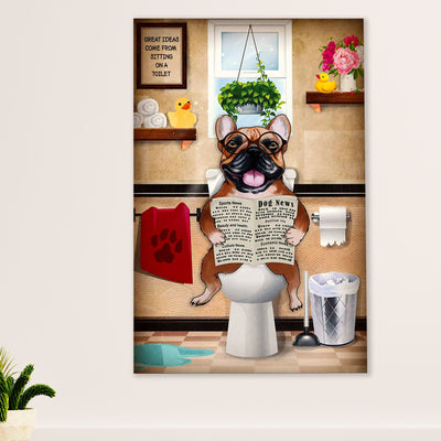 French Bulldog Poster Print | Funny Frenchie in Toilet | Wall Art Gift for French Bulldog Lover, Mom Dad