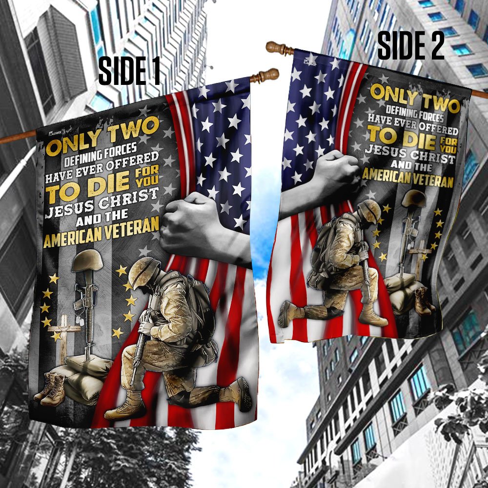 Jesus Christ And The American Veteran Flag