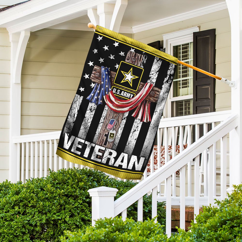 Christian Jesus Cross. U.S Army Veteran Flag