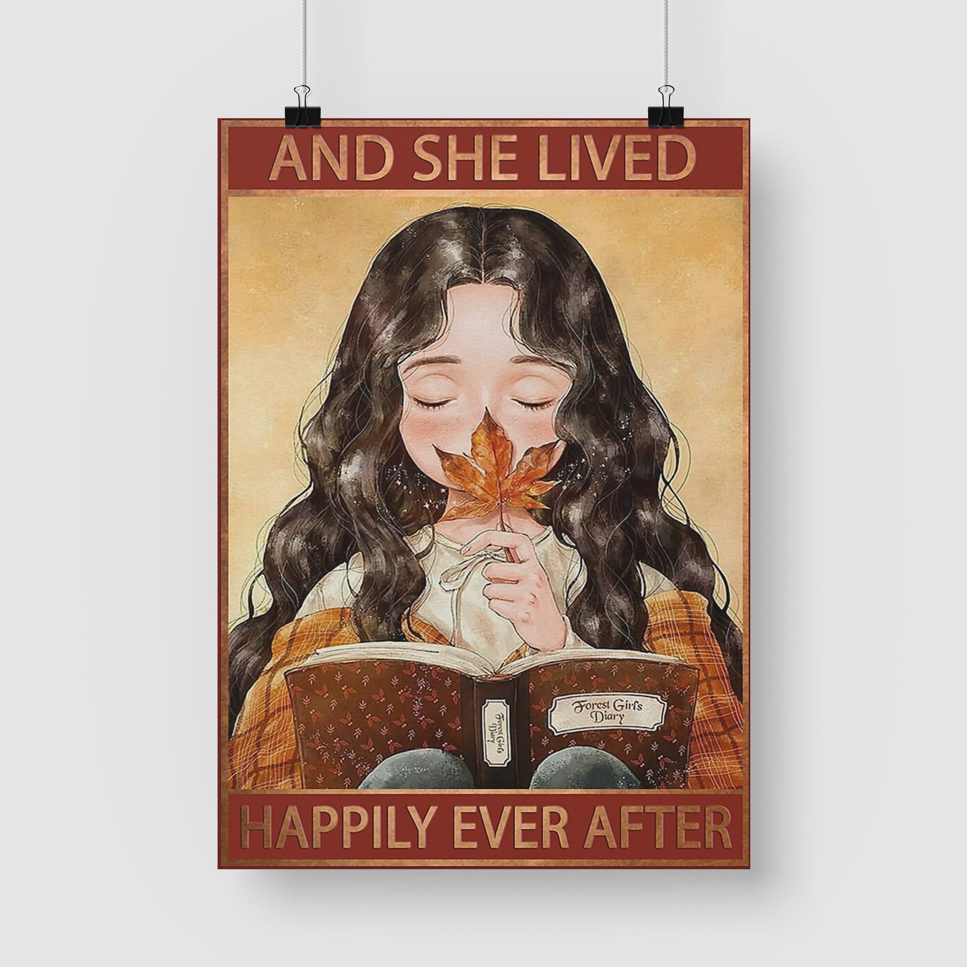Book Girl Canvas Prints And She Lived Happily Ever After Vintage Wall Art Gifts Vintage Home Wall Decor Canvas - Mostsuit