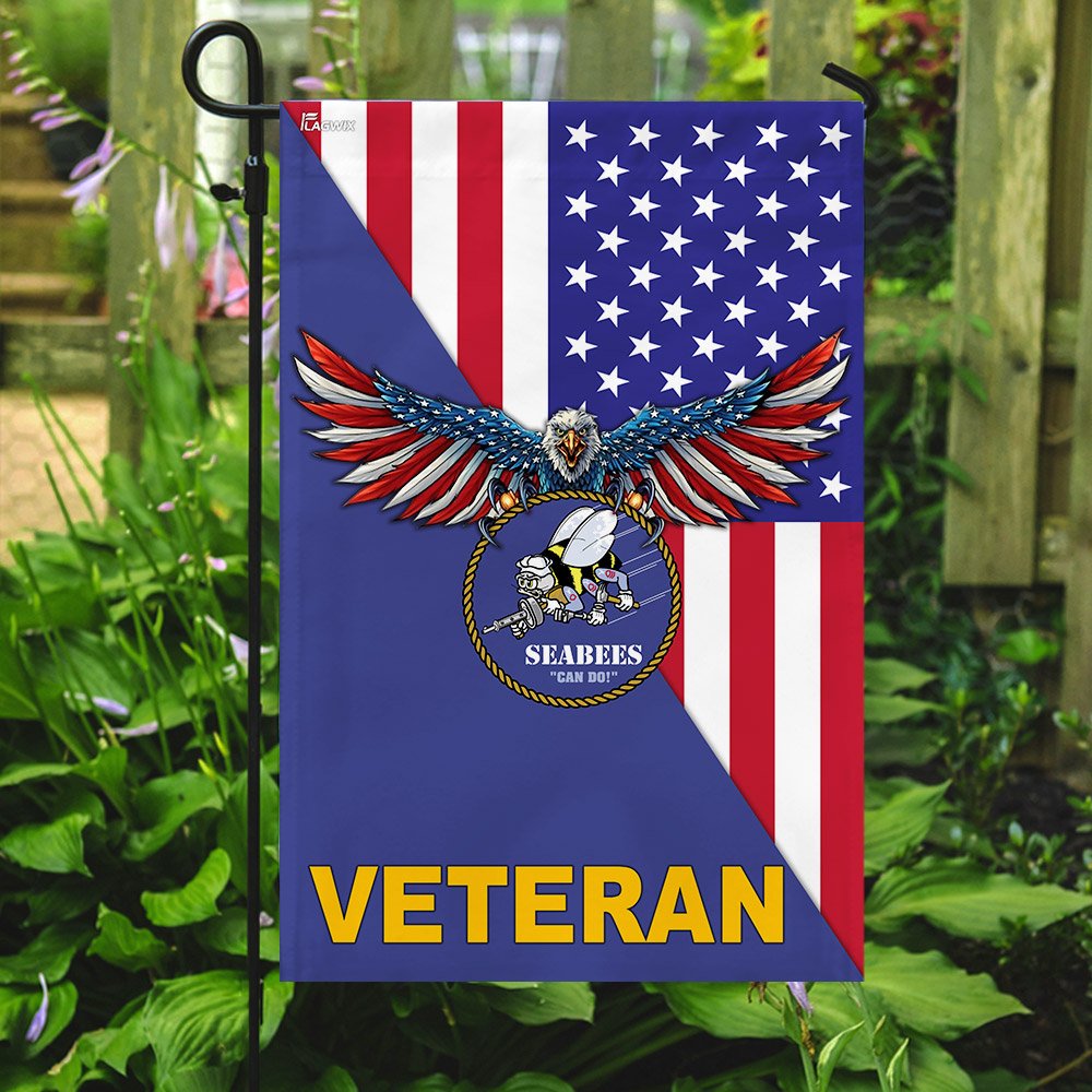 Navy Seabees Veteran American US Flag