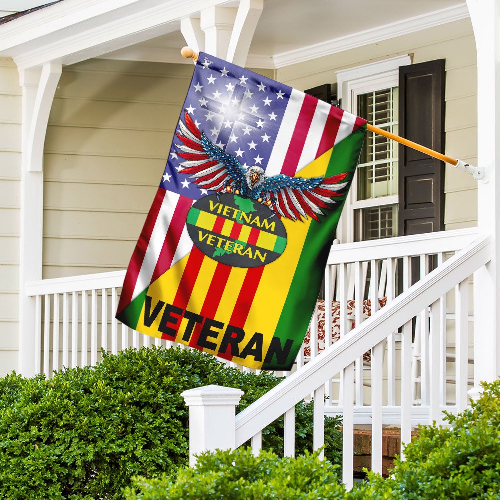 Vietnam Veteran Jesus Cross American US Flag