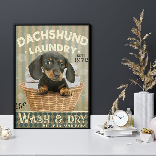 Dachshund Laundry Printed Canvas - Gifts for Dog Lover | Puppies Home Room Wall Art - MostSuit
