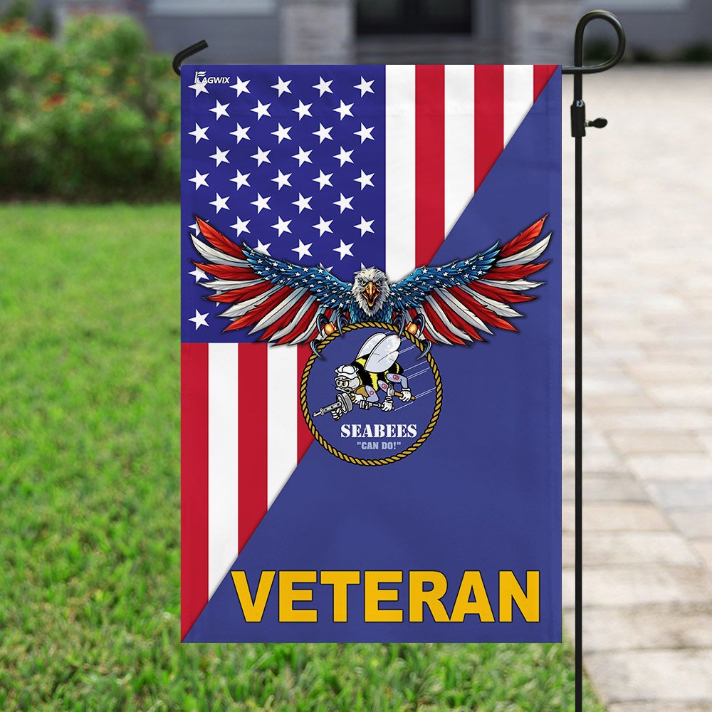 Navy Seabees Veteran American US Flag