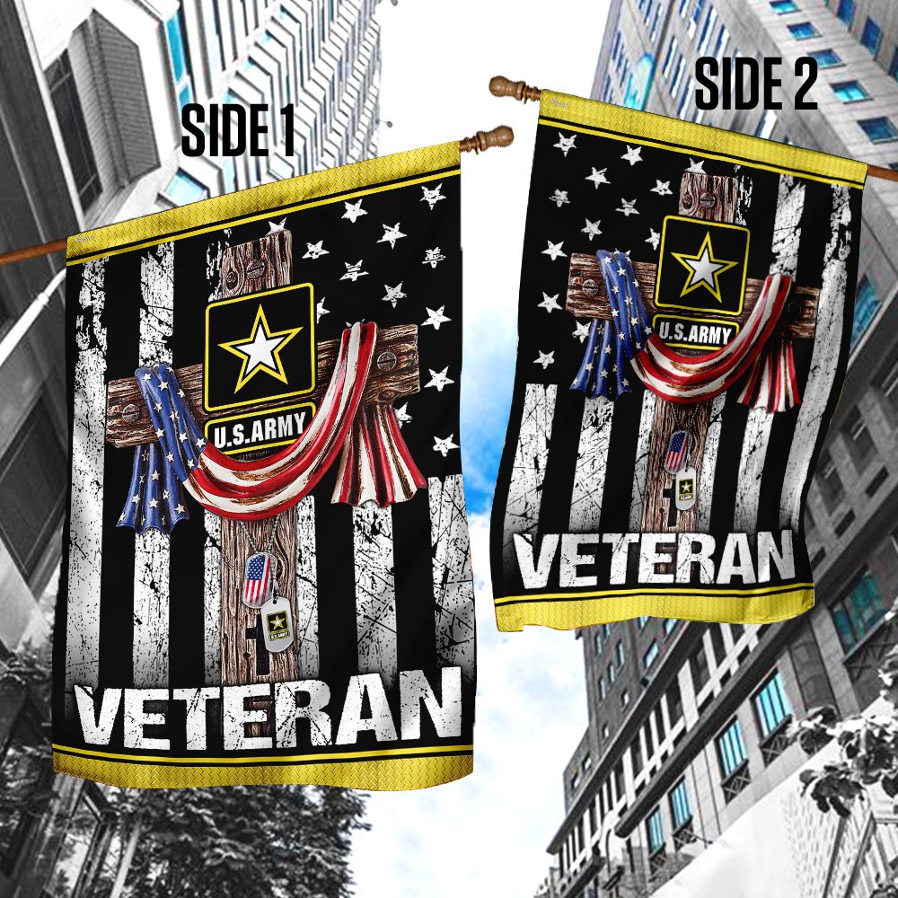 Christian Jesus Cross. U.S Army Veteran Flag