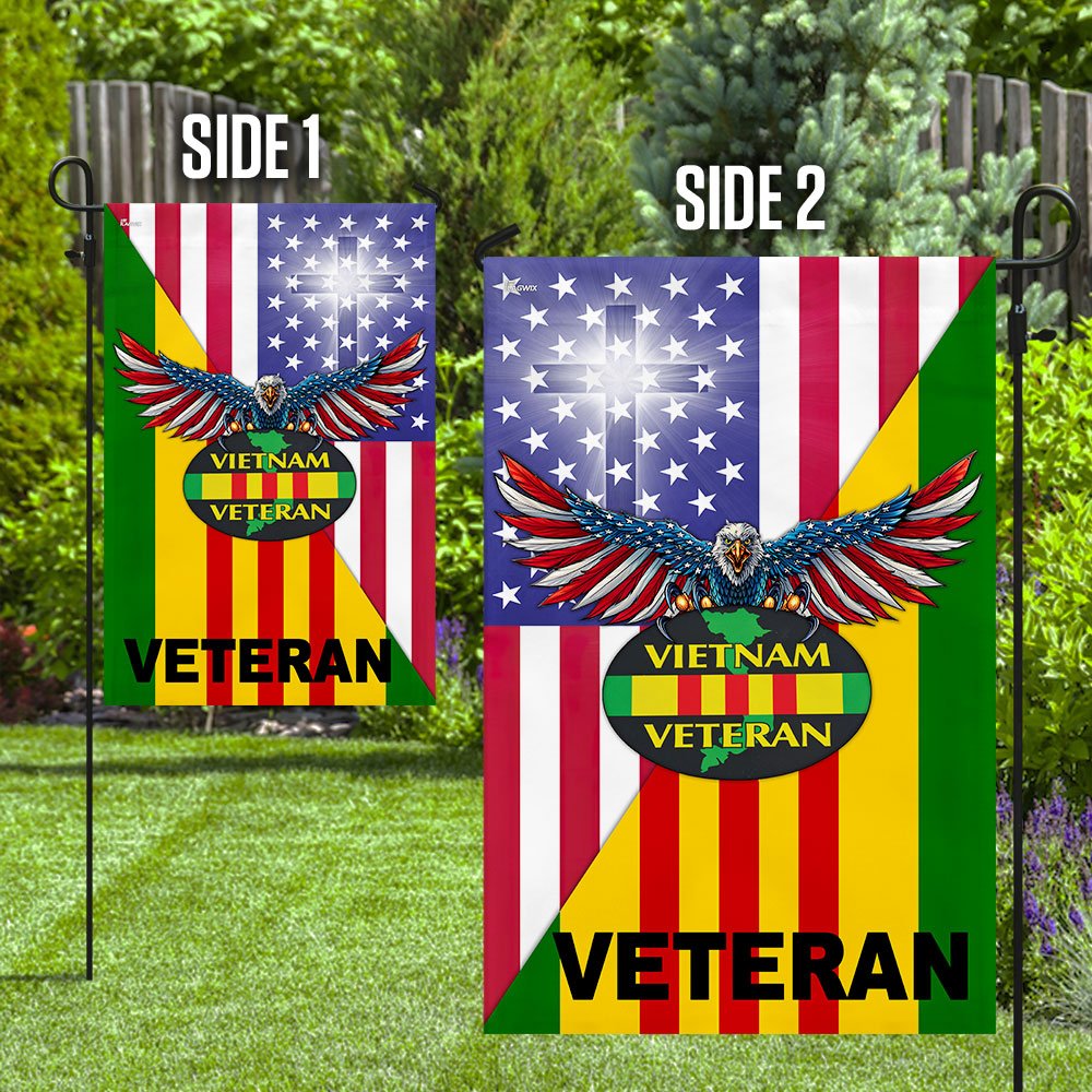 Vietnam Veteran Jesus Cross American US Flag