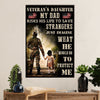 American Veteran Poster | Father & Daughter | Wall Art Gift for Veteran's Day US Navy Army
