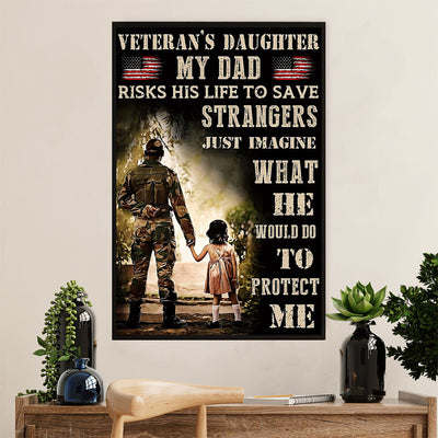 American Veteran Canvas Wall Art Prints | Father & Daughter | Gift for Veteran's Day US Navy Army