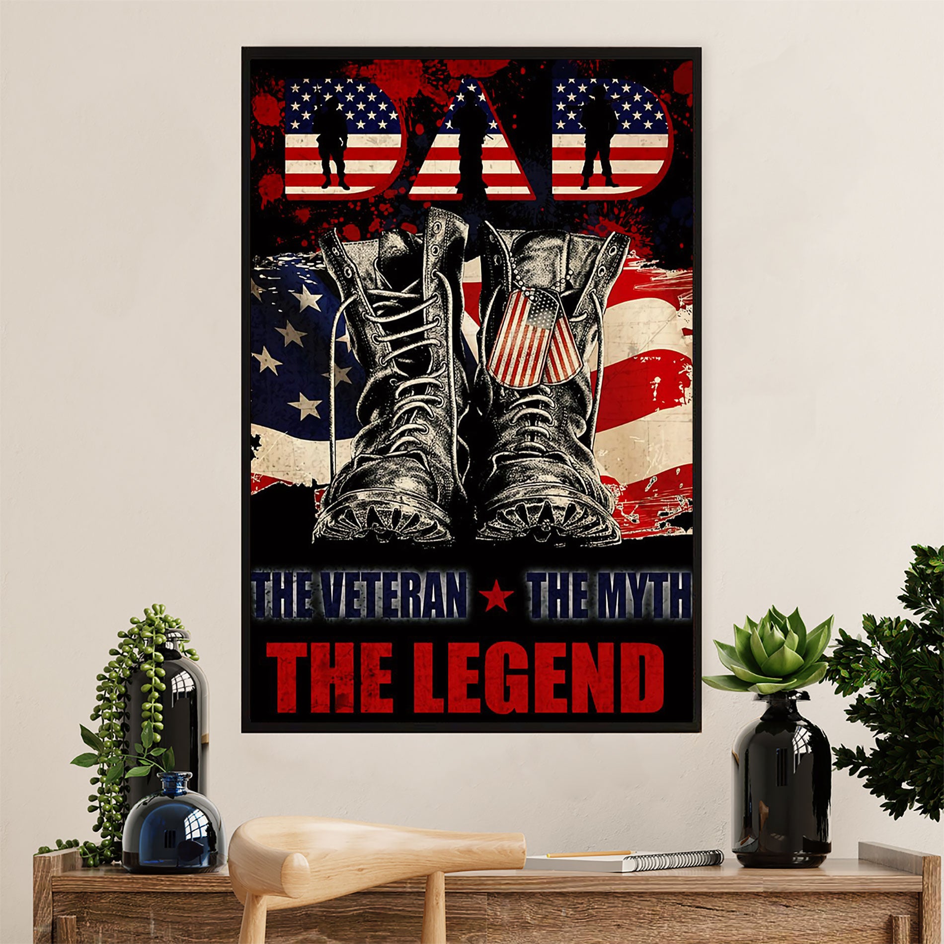 American Veteran Poster | Father - The Legend | Wall Art Gift for Veteran's Day US Navy Army