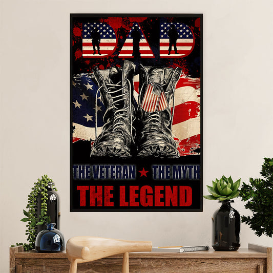 American Veteran Poster | Father - The Legend | Wall Art Gift for Veteran's Day US Navy Army
