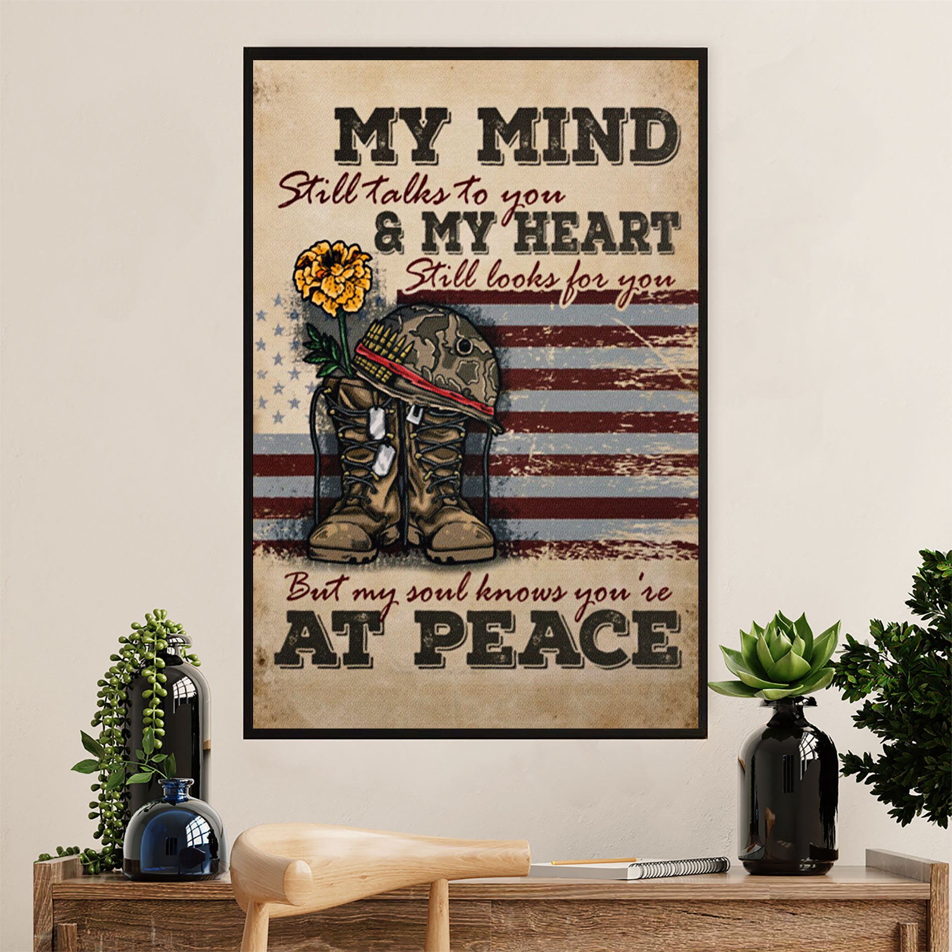 American Veteran Canvas Wall Art Prints | At Peace | Gift for Veteran's Day US Navy Army