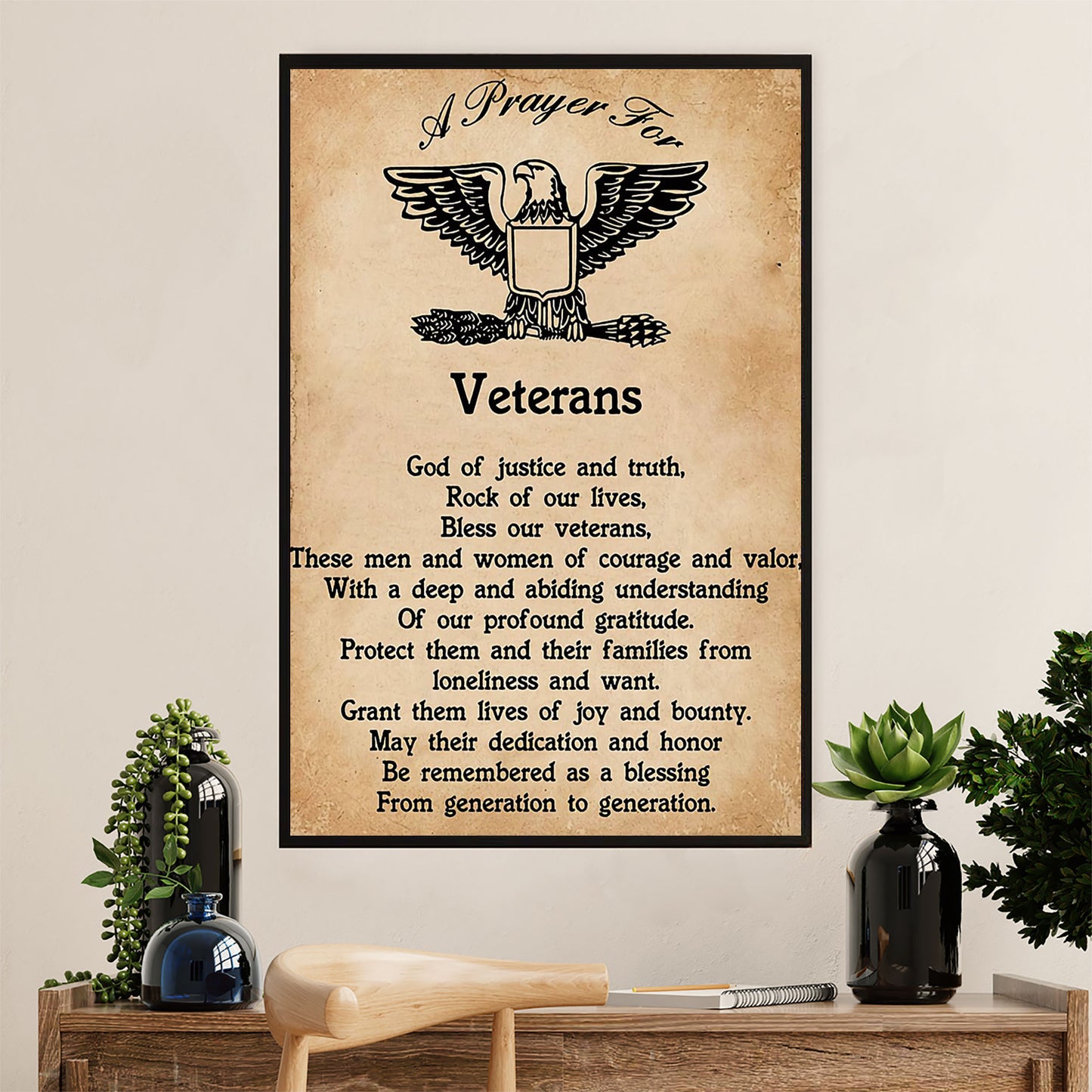 American Veteran Canvas Wall Art Prints | Prayer for Veterans | Gift for Veteran's Day US Navy Army