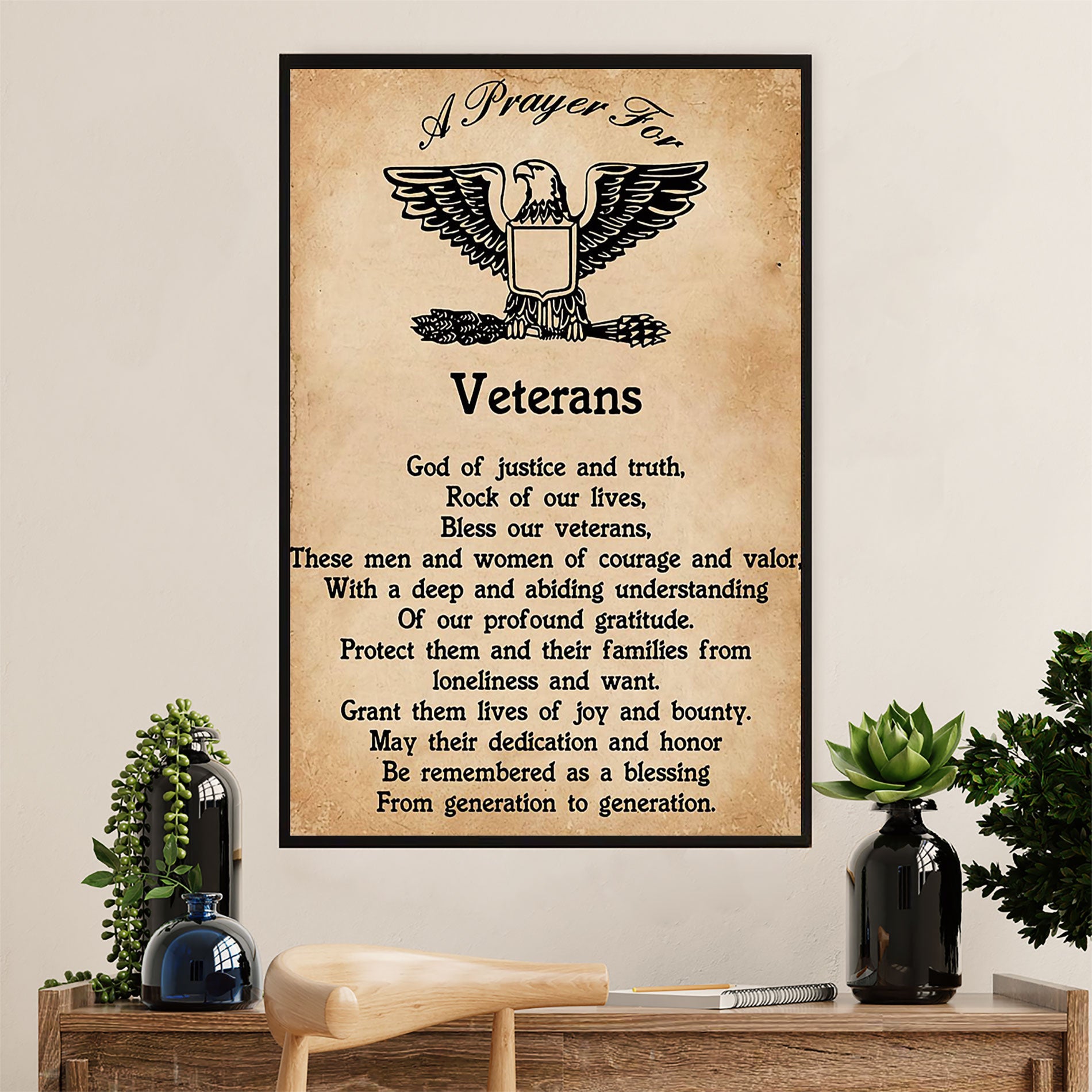 American Veteran Canvas Wall Art Prints | Prayer for Veterans | Gift for Veteran's Day US Navy Army