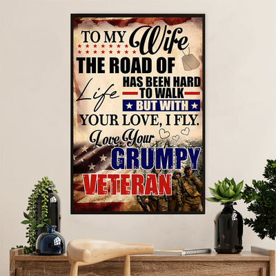 American Veteran Canvas Wall Art Prints | From Husband to Wife | Gift for Veteran's Day US Navy Army